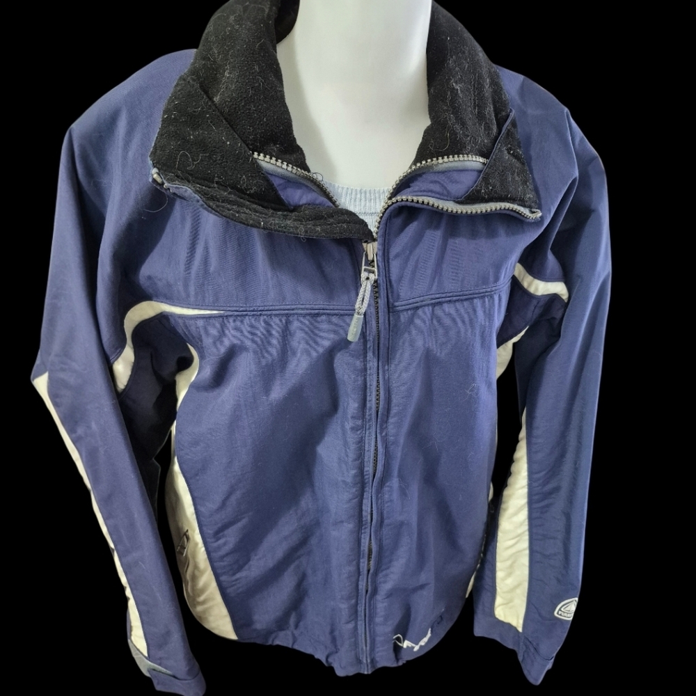Blue and Cream Zip-Up Jacket